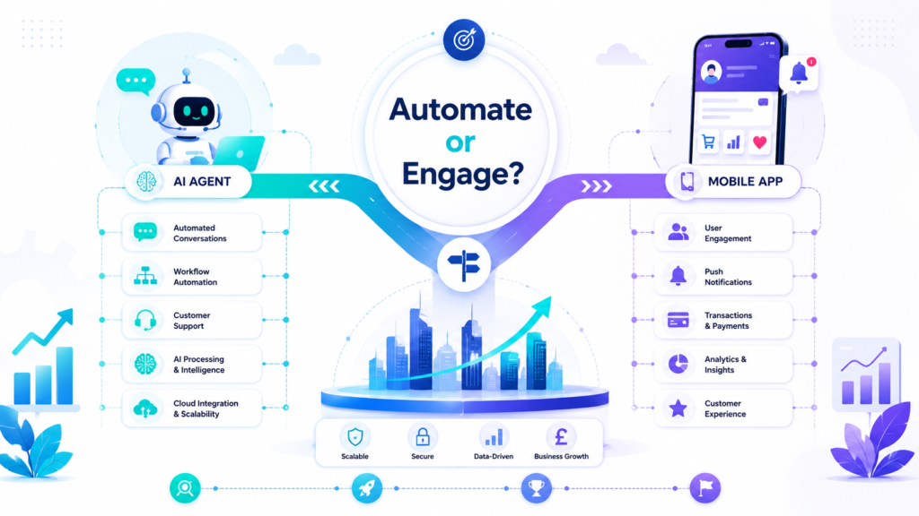 A simple framework to help businesses decide whether to build an AI agent or a mobile app first.